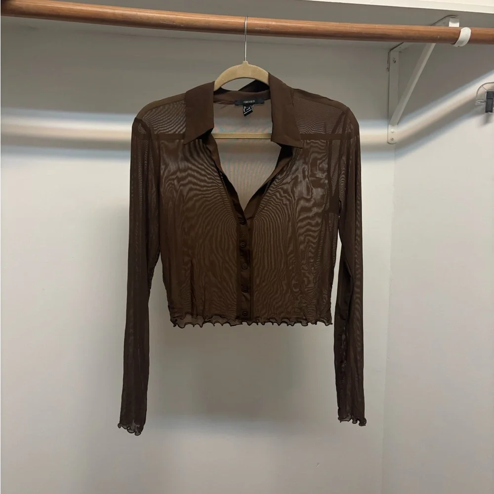 NEVER WORN Sheer Long Sleeve Top - Picture 1 of 4